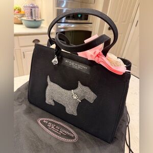 NWOT My Flat in London Black Large Handbag/Tote with Gray Terrier and Pink Bow 🎀